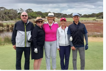 Group photo on course
